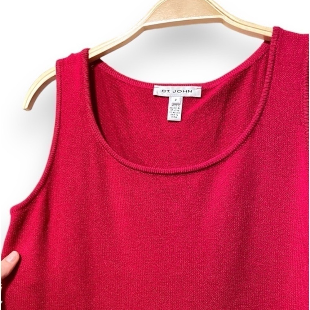 St. John Santana Knit Wool Blend Scoop Neck Fuschia Pink Tank Top Size Small - Picture 5 of 7